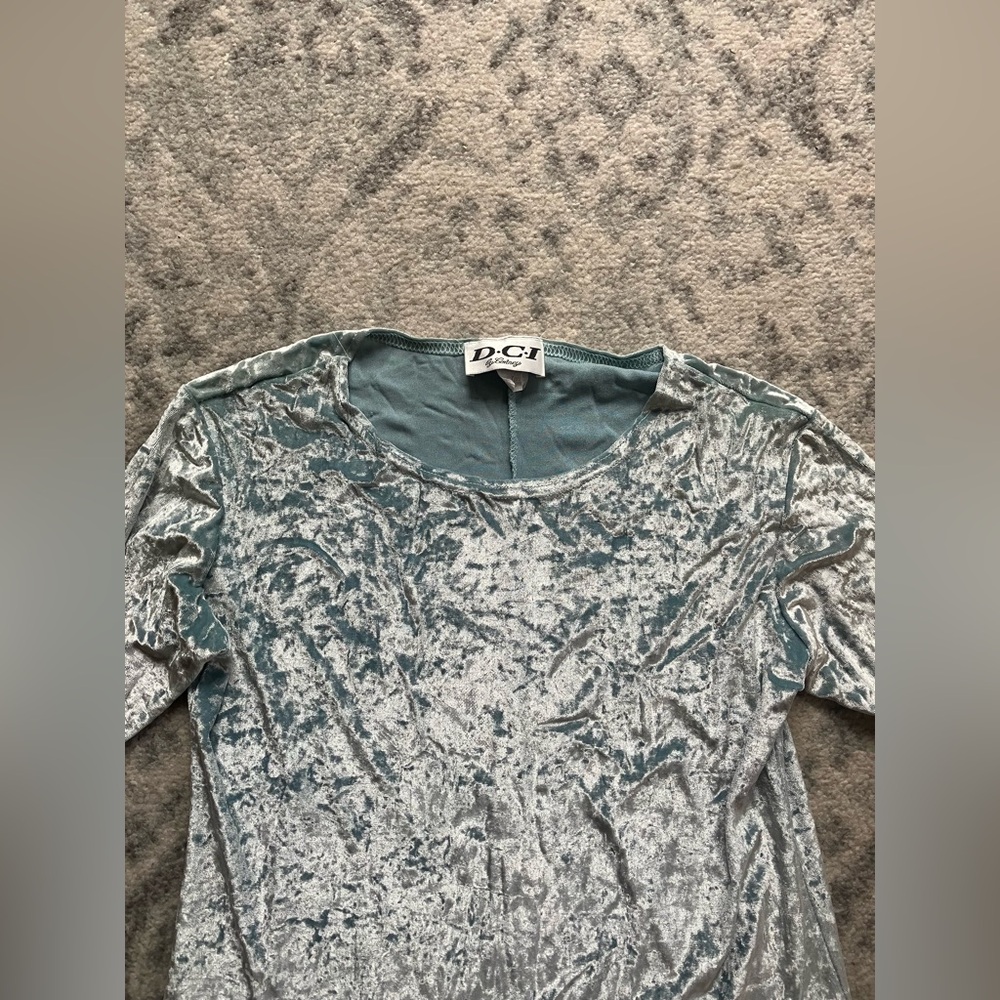 1990s Blue Crushed Velvet Dress